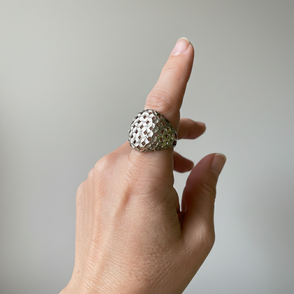 Vintage Sterling Silver Statement Dome Ring Italy Sculptural Quiet Luxury Modern